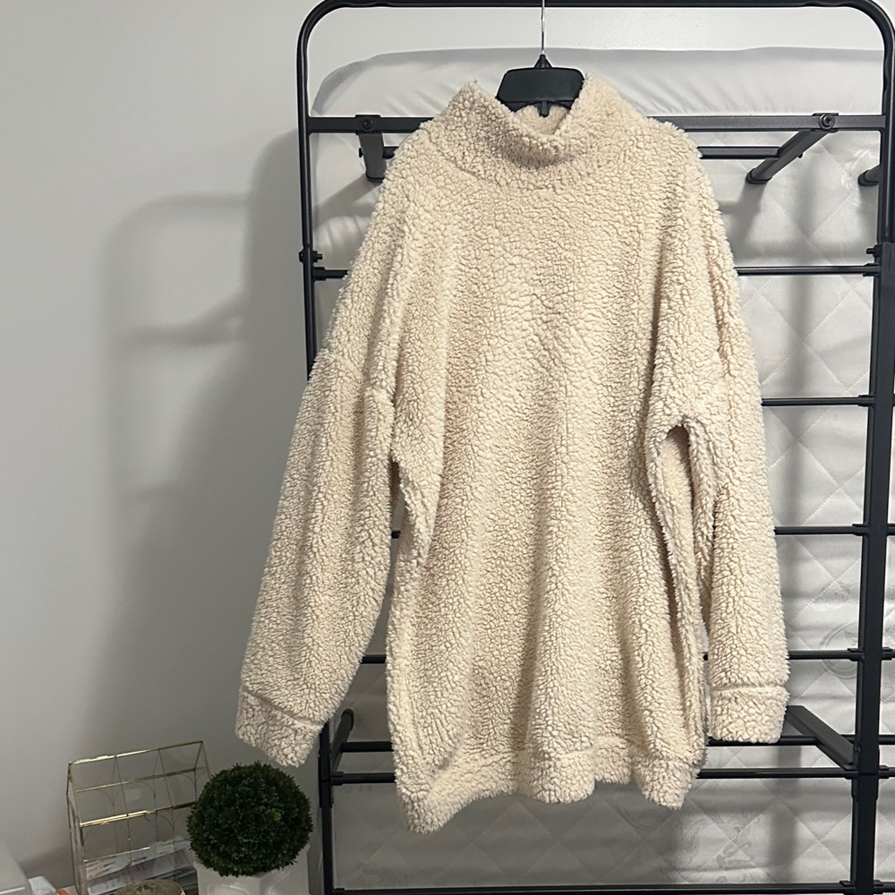 Missguided Beige Fleece Mini Dress